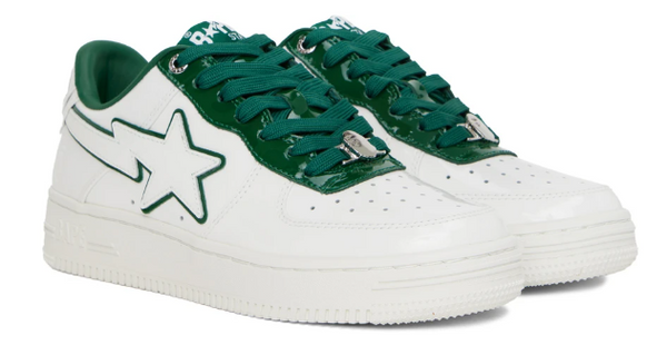 Bape white & navy patent leather